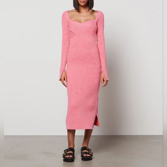3.1 Phillip Lim Women's Long Sleeve Double Face Rib Cross Body Dress - Bubblegum - Picture 1 of 15
